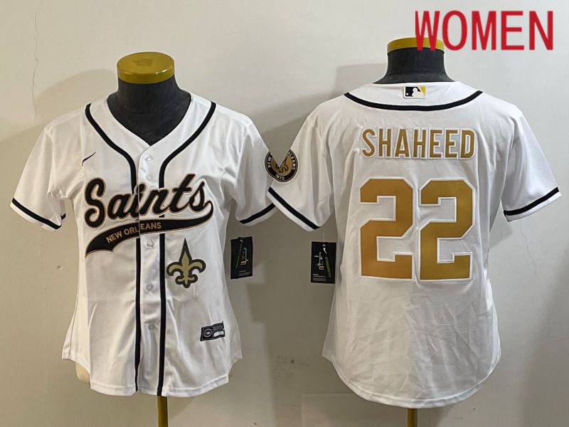 Women New Orleans Saints #22 Shaheed White Joint Name 2024 Nike Limited NFL Jersey style 3->women nfl jersey->Women Jersey